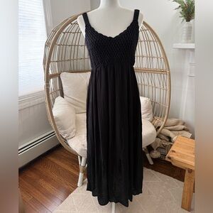 Studio West Black Crochet Bodice Maxi Dress Small Neutral Resortwear Vacation